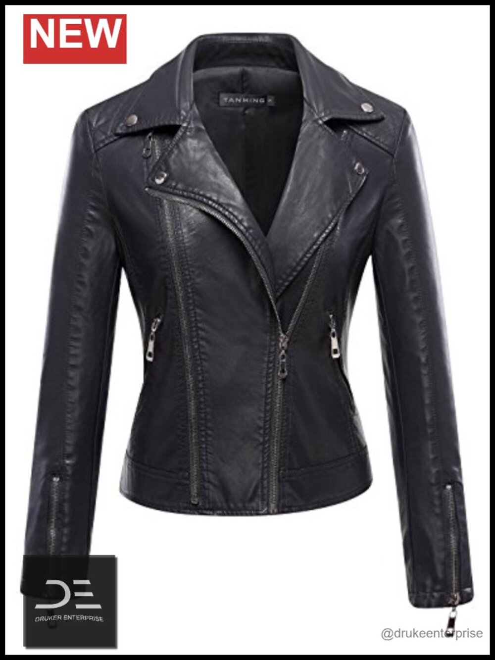 Faux Leather Moto Biker Short Coat Jacket Zip Up Moto Jacket